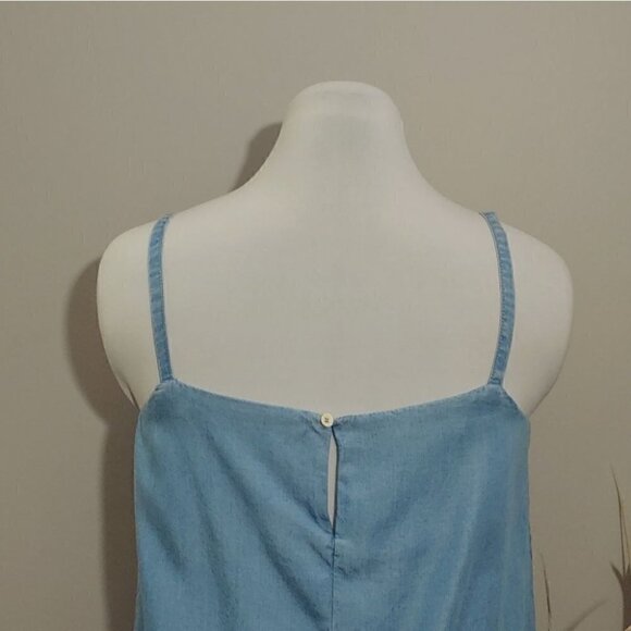 NWT MANGO Chambray square neckline back keyhole camisole - Picture 3 of 8